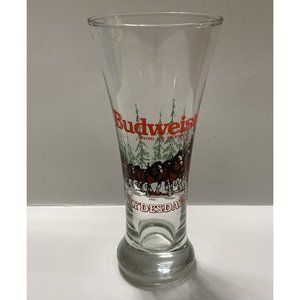 Vintage 1989 Budweiser Christmas Holiday Clydesdale Horses Pilsner Beer Glass